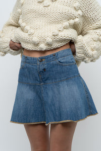 Vintage x TOMMY HILFIGER Denim Pleated Mini Skirt (M)