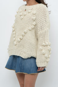 Modern x Cream Chunky Knit Heart Oversized Sweater (XS-L)