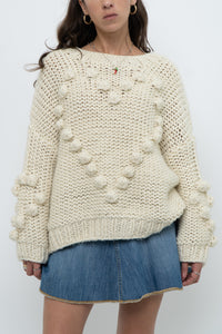 Modern x Cream Chunky Knit Heart Oversized Sweater (XS-L)