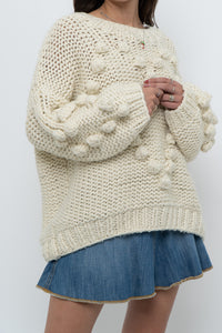 Modern x Cream Chunky Knit Heart Oversized Sweater (XS-L)