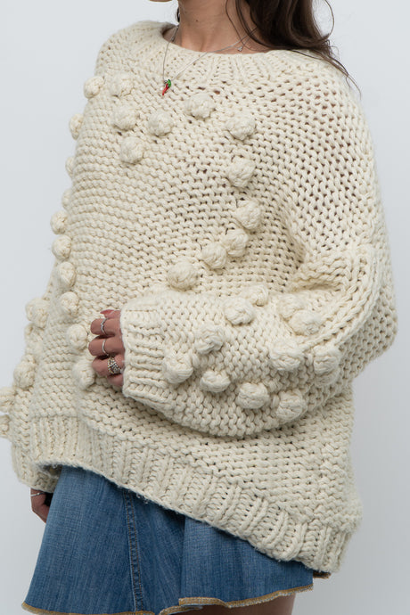 Modern x Cream Chunky Knit Heart Oversized Sweater (XS-L)