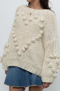 Modern x Cream Chunky Knit Heart Oversized Sweater (XS-L)