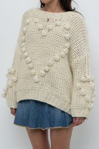 Modern x Cream Chunky Knit Heart Oversized Sweater (XS-L)