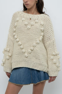 Modern x Cream Chunky Knit Heart Oversized Sweater (XS-L)
