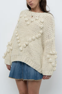 Modern x Cream Chunky Knit Heart Oversized Sweater (XS-L)