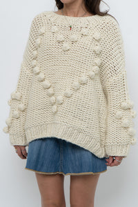 Modern x Cream Chunky Knit Heart Oversized Sweater (XS-L)