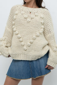 Modern x Cream Chunky Knit Heart Oversized Sweater (XS-L)
