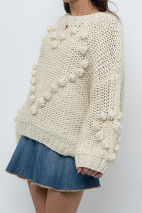 Modern x Cream Chunky Knit Heart Oversized Sweater (XS-L)
