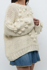 Modern x Cream Chunky Knit Heart Oversized Sweater (XS-L)