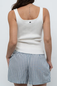 Vintage x Cream Soft Ribbed Knit Sleeveless Top (S, M)
