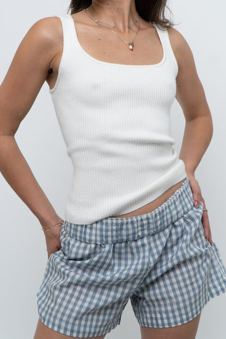 Vintage x Cream Soft Ribbed Knit Sleeveless Top (S, M)