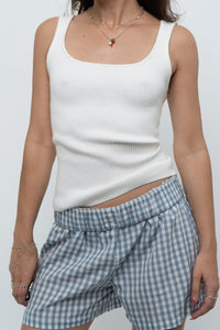 Vintage x Cream Soft Ribbed Knit Sleeveless Top (S, M)