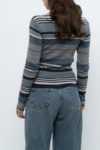 Load image into Gallery viewer, Vintage x Blue Cotton Striped Off-Shoulder Long Sleeve Knit (M)