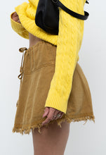 Load image into Gallery viewer, Vintage x Made in USA x Gold Hemp Frayed Mini Skirt (XS-M)