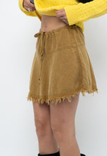 Load image into Gallery viewer, Vintage x Made in USA x Gold Hemp Frayed Mini Skirt (XS-M)