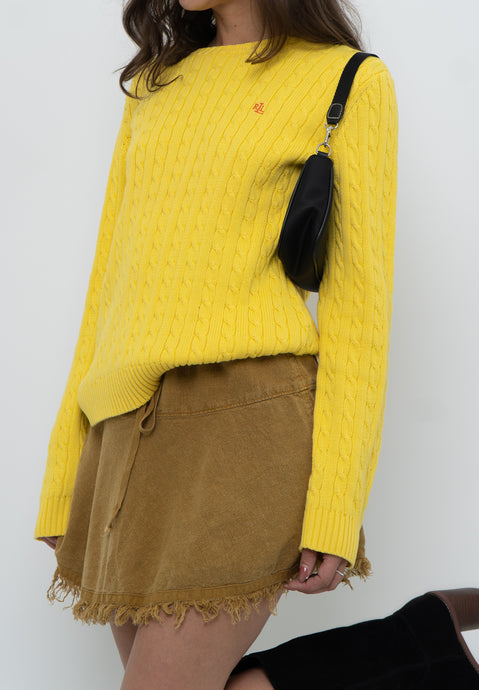 Vintage x RALPH LAUREN POLO Yellow Cotton Knit Sweater (XS-L)