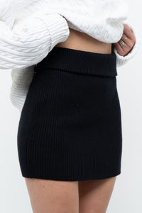 LINE + DOT x Black Soft Knit Mini Skirt (S)