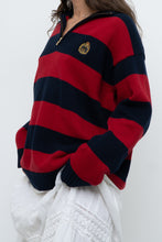 Load image into Gallery viewer, Vintage x RALPH LAUREN POLO Red, Navy Striped Cotton Polo Sweater (XS-L)