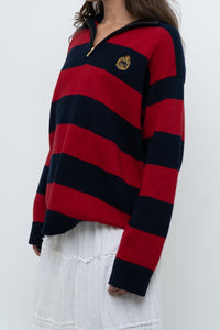 Vintage x RALPH LAUREN POLO Red, Navy Striped Cotton Polo Sweater (XS-L)