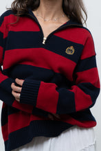 Load image into Gallery viewer, Vintage x RALPH LAUREN POLO Red, Navy Striped Cotton Polo Sweater (XS-L)