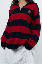 Load image into Gallery viewer, Vintage x RALPH LAUREN POLO Red, Navy Striped Cotton Polo Sweater (XS-L)