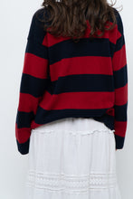 Load image into Gallery viewer, Vintage x RALPH LAUREN POLO Red, Navy Striped Cotton Polo Sweater (XS-L)
