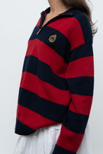 Load image into Gallery viewer, Vintage x RALPH LAUREN POLO Red, Navy Striped Cotton Polo Sweater (XS-L)