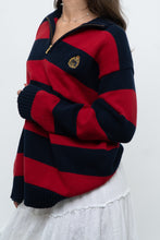 Load image into Gallery viewer, Vintage x RALPH LAUREN POLO Red, Navy Striped Cotton Polo Sweater (XS-L)