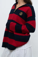 Load image into Gallery viewer, Vintage x RALPH LAUREN POLO Red, Navy Striped Cotton Polo Sweater (XS-L)