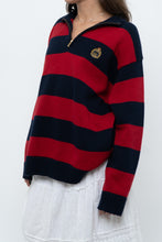Load image into Gallery viewer, Vintage x RALPH LAUREN POLO Red, Navy Striped Cotton Polo Sweater (XS-L)