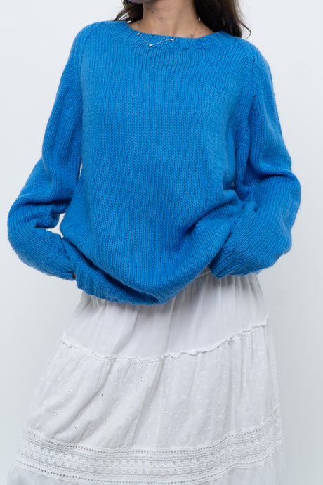 Vintage x Handmade Bright Blue Knit Sweater (XS-L)