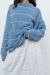 Modern x Baby Blue Striped Soft Knit Sweater (XS-XL)
