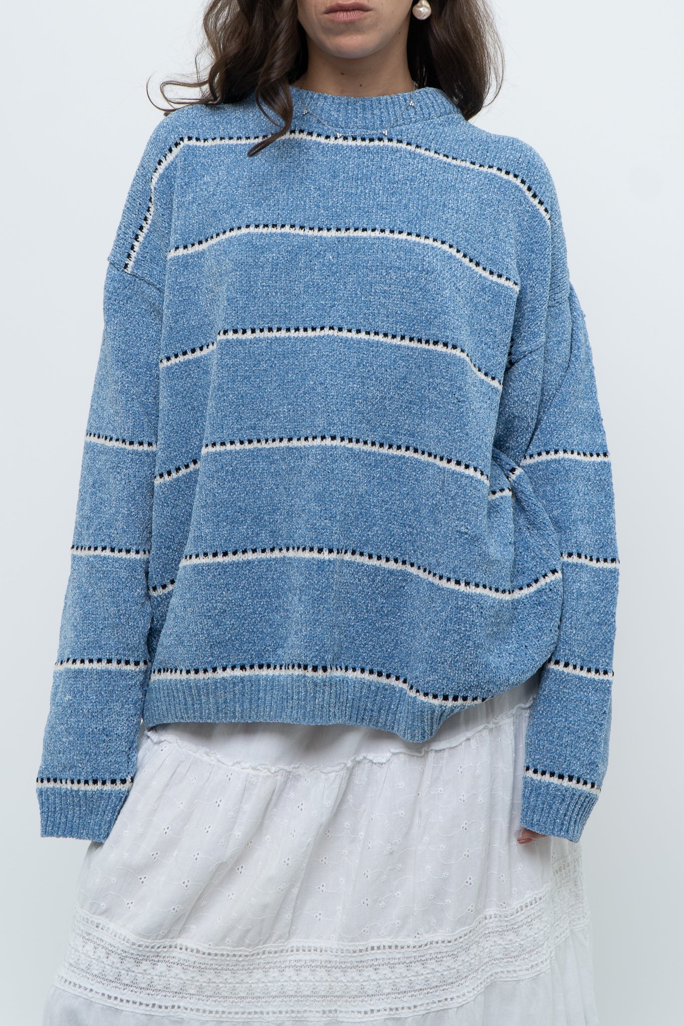 Modern x Baby Blue Striped Soft Knit Sweater (XS-XL)