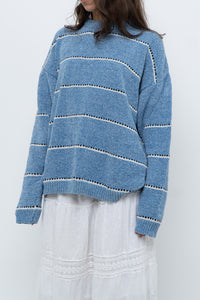 Modern x Baby Blue Striped Soft Knit Sweater (XS-XL)