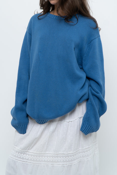 Vintage x CHAPS RALPH LAUREN Blue Cotton Oversized Knit Sweater (S-XL)