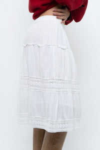 Vintage x White Cotton, Lace Midi Skirt (S, M)