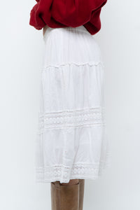 Vintage x White Cotton, Lace Midi Skirt (S, M)
