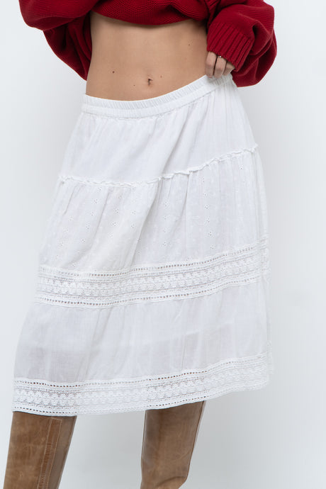Vintage x White Cotton, Lace Midi Skirt (S, M)
