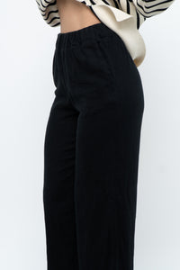 ABERCOMBIE & FITCH x Black Linen Loose Pant (XXS, XS)