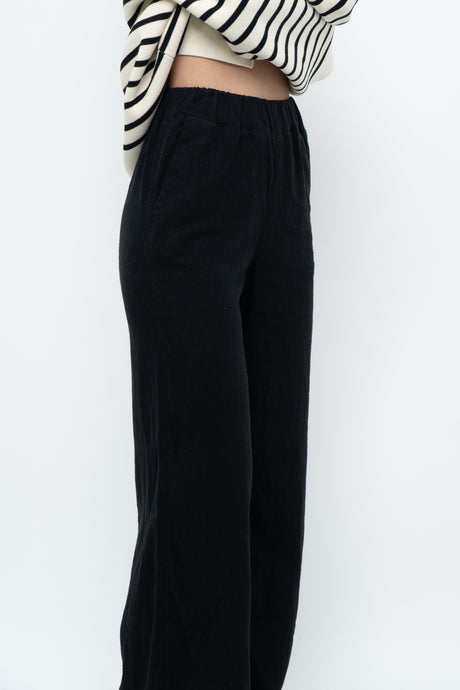 ABERCOMBIE & FITCH x Black Linen Loose Pant (XXS, XS)