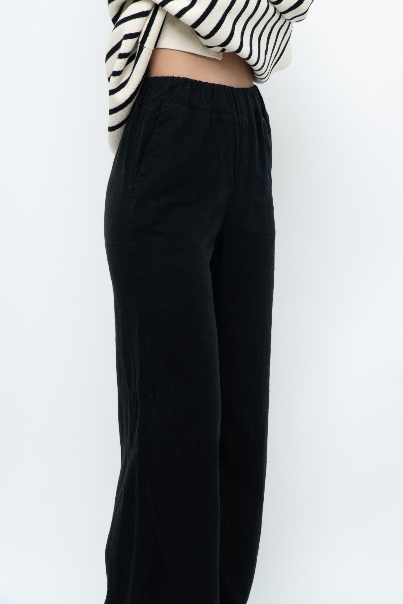 ABERCOMBIE & FITCH x Black Linen Loose Pant (XXS, XS)
