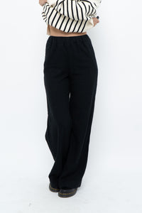 ABERCOMBIE & FITCH x Black Linen Loose Pant (XXS, XS)