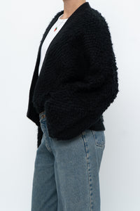 GENTLE FAWN x Black Oversized Textured Knit Cardigan (XS-L)
