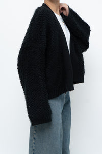 GENTLE FAWN x Black Oversized Textured Knit Cardigan (XS-L)