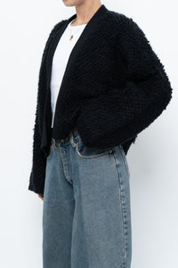 GENTLE FAWN x Black Oversized Textured Knit Cardigan (XS-L)