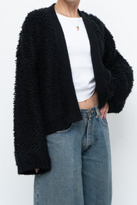 GENTLE FAWN x Black Oversized Textured Knit Cardigan (XS-L)