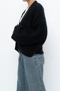 GENTLE FAWN x Black Oversized Textured Knit Cardigan (XS-L)