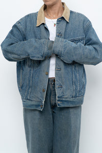 Vintage x DENVER HAYES Faded Midwash Denim Fleece Jacket (S-L)