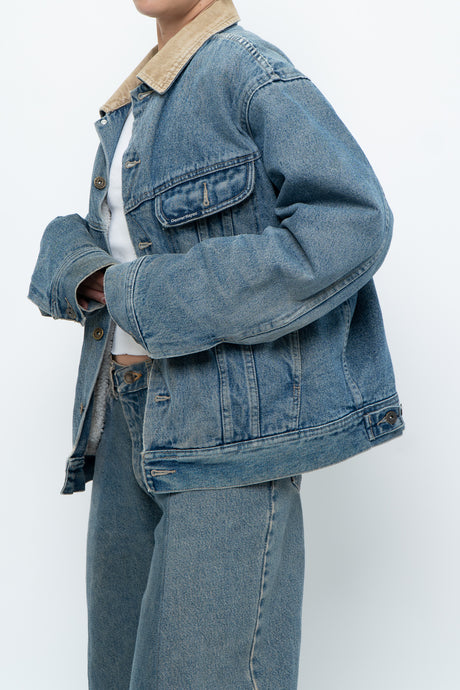 Vintage x DENVER HAYES Faded Midwash Denim Fleece Jacket (S-L)