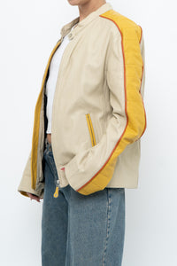 Vintage x Beige, Yellow Leather Racing Jacket (S-L)